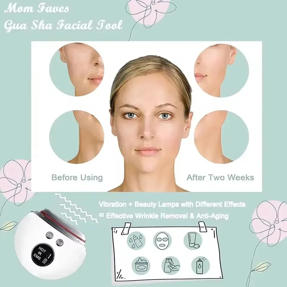 Masajeador Facial Eléctrico Gua Sha con Microcorriente EMS