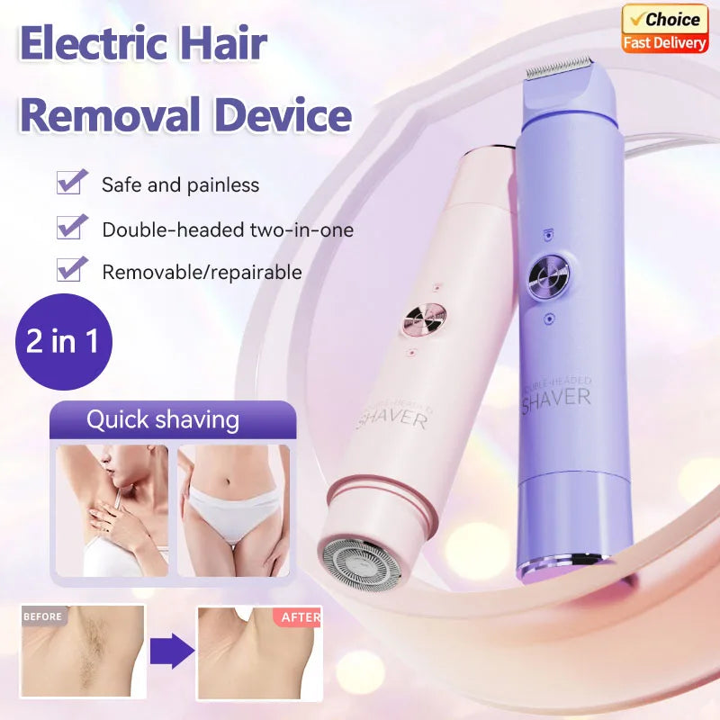 Depiladora Eléctrica de Doble Cabezal Recargable para Mujer