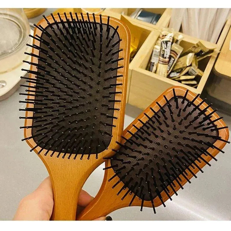Cepillo de Madera para Masaje Capilar y Desenredar