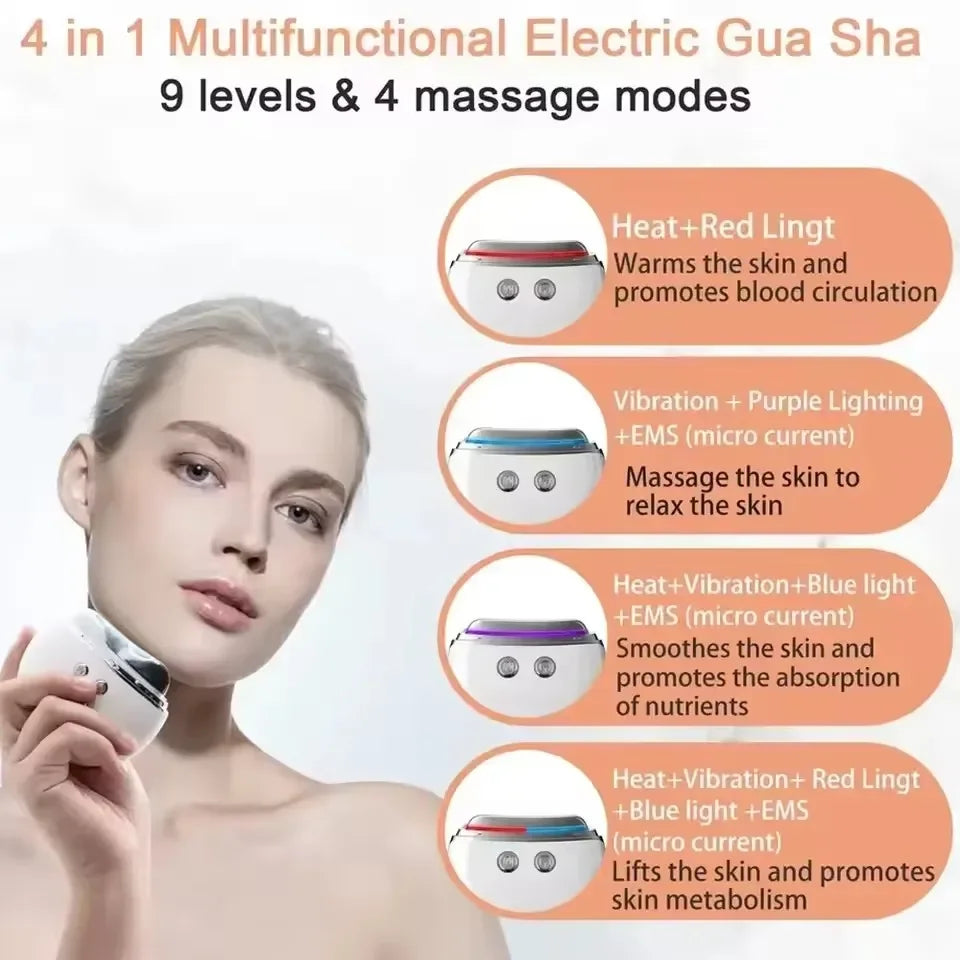 Masajeador Facial Eléctrico Gua Sha con Microcorriente EMS